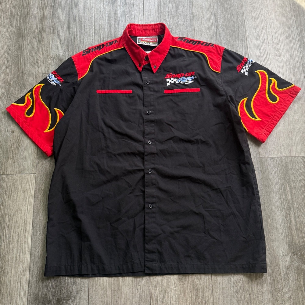 90s VTG Snap-on Racing XL Pit Crew Shirt Flames Swingster Motorsports